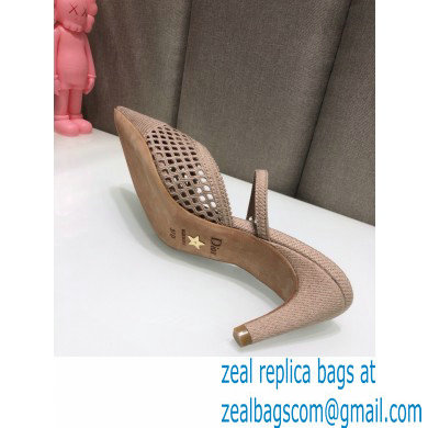 Dior Heel 7cm D-Choc Mules in Mesh Nude 2021 - Click Image to Close