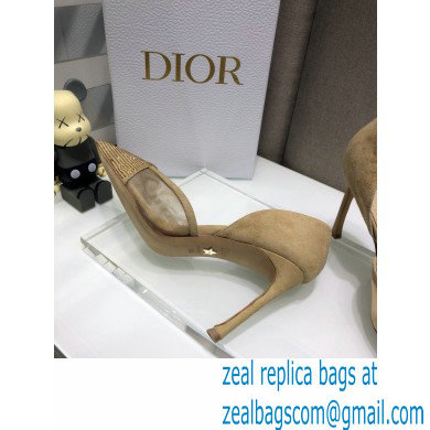 Dior Heel 9.5cm Crystal Suede Sandals Gold 2021 - Click Image to Close