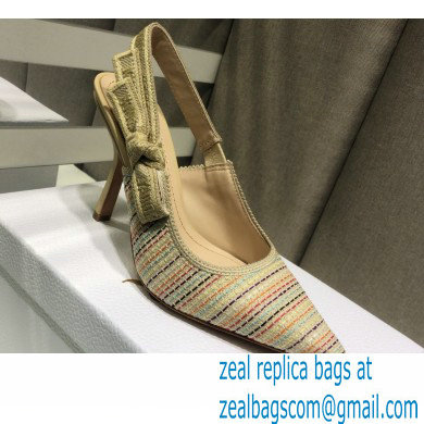 Dior Heel 9.5cm J'Adior Slingback Pumps Gold Metallic Thread Embroidered Cotton 2021