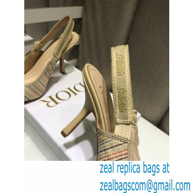 Dior Heel 9.5cm J'Adior Slingback Pumps Gold Metallic Thread Embroidered Cotton 2021 - Click Image to Close