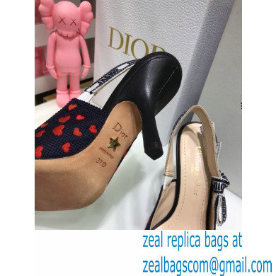 Dior Heel 9.5cm J'Adior Slingback Pumps Hearts I Love Paris Embroidered Cotton 2021 - Click Image to Close