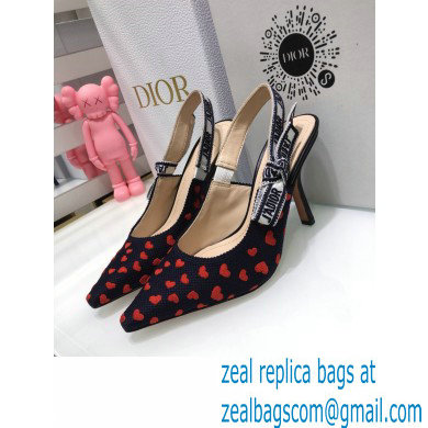 Dior Heel 9.5cm J'Adior Slingback Pumps Hearts I Love Paris Embroidered Cotton 2021