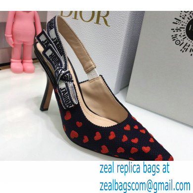 Dior Heel 9.5cm J'Adior Slingback Pumps Hearts I Love Paris Embroidered Cotton 2021 - Click Image to Close