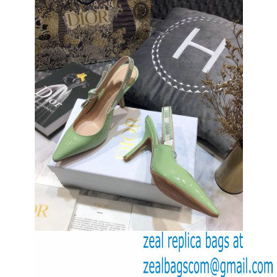 Dior Heel 9.5cm J'Adior Slingback Pumps Patent Calfskin Light Green 2021 - Click Image to Close