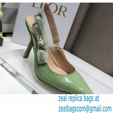 Dior Heel 9.5cm J'Adior Slingback Pumps Patent Calfskin Light Green 2021