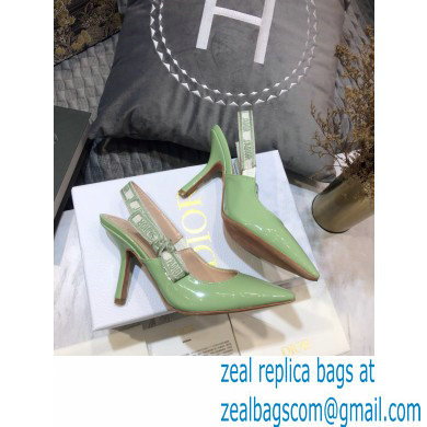 Dior Heel 9.5cm J'Adior Slingback Pumps Patent Calfskin Light Green 2021