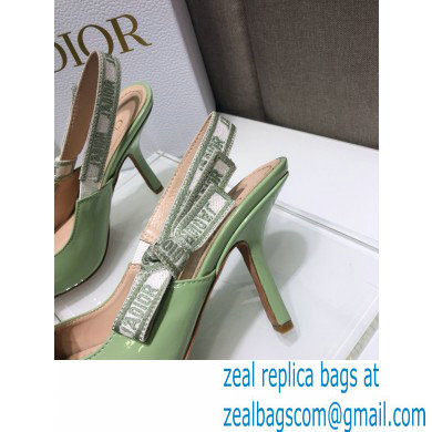 Dior Heel 9.5cm J'Adior Slingback Pumps Patent Calfskin Light Green 2021