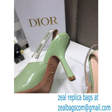 Dior Heel 9.5cm J'Adior Slingback Pumps Patent Calfskin Light Green 2021