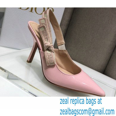 Dior Heel 9.5cm J'Adior Slingback Pumps Patent Calfskin Pink 2021