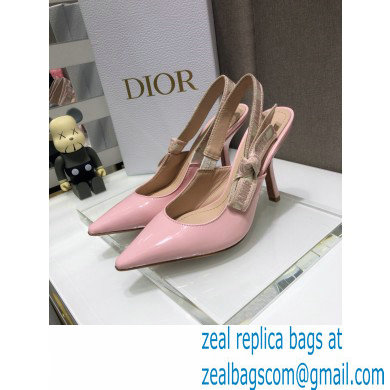 Dior Heel 9.5cm J'Adior Slingback Pumps Patent Calfskin Pink 2021