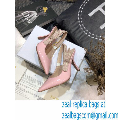 Dior Heel 9.5cm J'Adior Slingback Pumps Patent Calfskin Pink 2021 - Click Image to Close