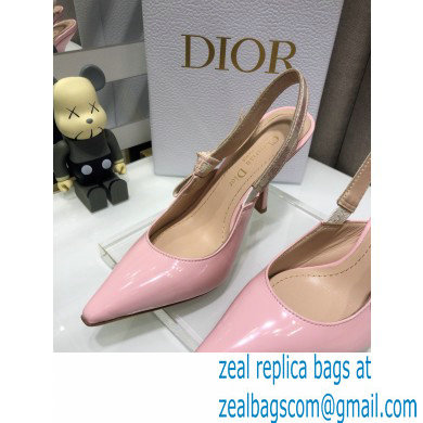 Dior Heel 9.5cm J'Adior Slingback Pumps Patent Calfskin Pink 2021