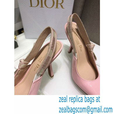 Dior Heel 9.5cm J'Adior Slingback Pumps Patent Calfskin Pink 2021 - Click Image to Close