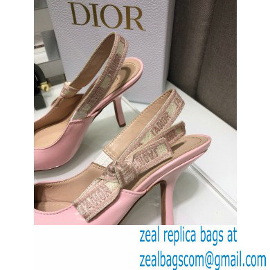 Dior Heel 9.5cm J'Adior Slingback Pumps Patent Calfskin Pink 2021