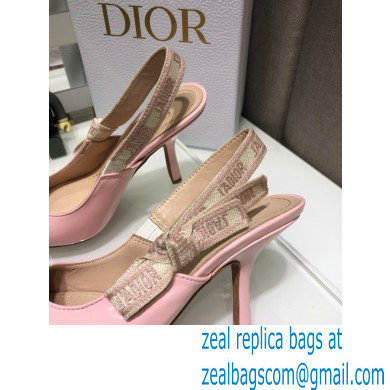 Dior Heel 9.5cm J'Adior Slingback Pumps Patent Calfskin Pink 2021 - Click Image to Close