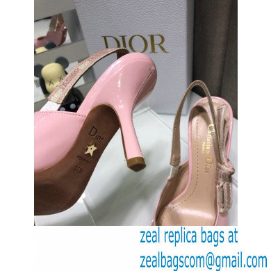 Dior Heel 9.5cm J'Adior Slingback Pumps Patent Calfskin Pink 2021 - Click Image to Close