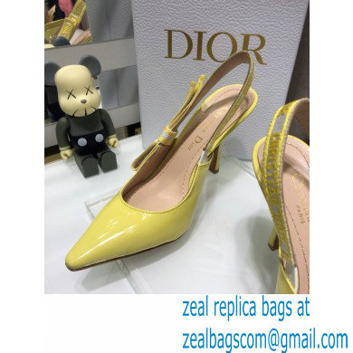 Dior Heel 9.5cm J'Adior Slingback Pumps Patent Calfskin Yellow 2021