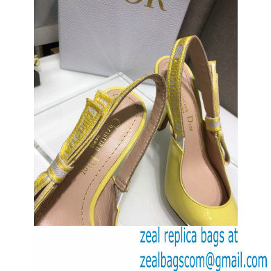 Dior Heel 9.5cm J'Adior Slingback Pumps Patent Calfskin Yellow 2021