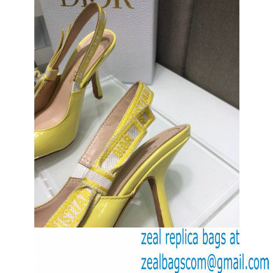 Dior Heel 9.5cm J'Adior Slingback Pumps Patent Calfskin Yellow 2021 - Click Image to Close