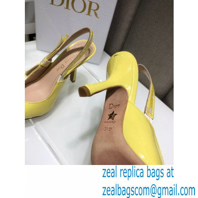 Dior Heel 9.5cm J'Adior Slingback Pumps Patent Calfskin Yellow 2021 - Click Image to Close