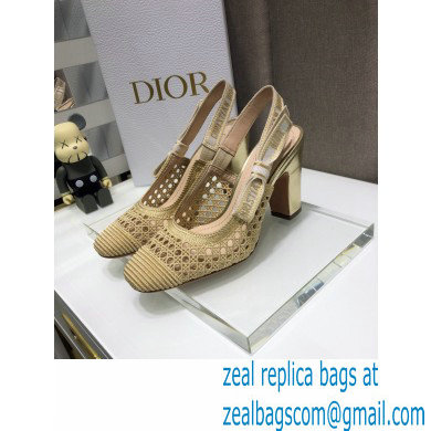 Dior Heel 9.5cm Moi Slingback Pumps Cannage Embroidered Mesh Beige 2021