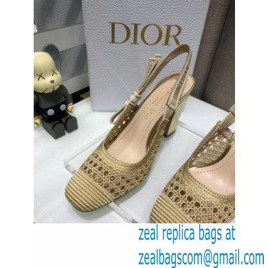 Dior Heel 9.5cm Moi Slingback Pumps Cannage Embroidered Mesh Beige 2021