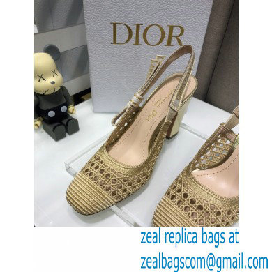 Dior Heel 9.5cm Moi Slingback Pumps Cannage Embroidered Mesh Beige 2021 - Click Image to Close