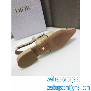 Dior J'Adior Slingback Ballerina Flats Beige Embroidered Cotton with Stripes Motif 2021