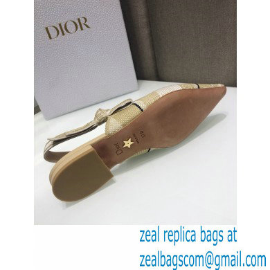 Dior J'Adior Slingback Ballerina Flats Beige Embroidered Cotton with Stripes Motif 2021 - Click Image to Close