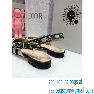 Dior J'Adior Slingback Ballerina Flats D-Stripes Embroidered Cotton Black 2021