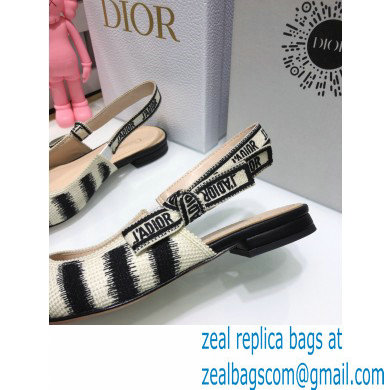 Dior J'Adior Slingback Ballerina Flats D-Stripes Embroidered Cotton Black 2021 - Click Image to Close