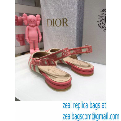 Dior J'Adior Slingback Ballerina Flats D-Stripes Embroidered Cotton Pink 2021