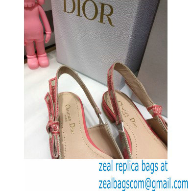 Dior J'Adior Slingback Ballerina Flats D-Stripes Embroidered Cotton Pink 2021