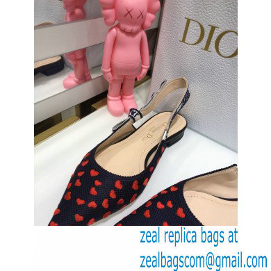 Dior J'Adior Slingback Ballerina Flats Hearts I Love Paris Embroidered Cotton 2021