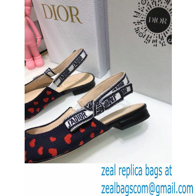 Dior J'Adior Slingback Ballerina Flats Hearts I Love Paris Embroidered Cotton 2021 - Click Image to Close