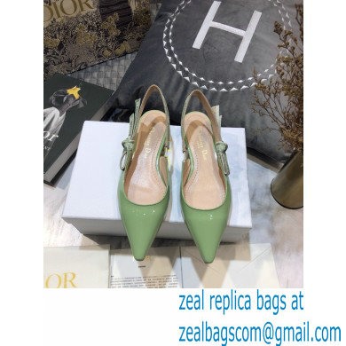 Dior J\'Adior Slingback Ballerina Flats Patent Calfskin Light Green 2021