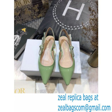 Dior J'Adior Slingback Ballerina Flats Patent Calfskin Light Green 2021 - Click Image to Close