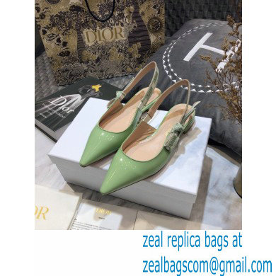 Dior J'Adior Slingback Ballerina Flats Patent Calfskin Light Green 2021 - Click Image to Close