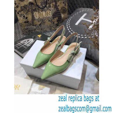 Dior J'Adior Slingback Ballerina Flats Patent Calfskin Light Green 2021