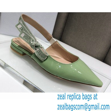 Dior J'Adior Slingback Ballerina Flats Patent Calfskin Light Green 2021