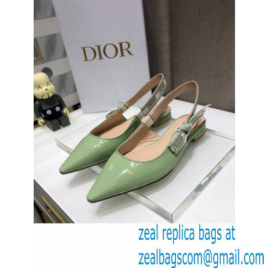 Dior J'Adior Slingback Ballerina Flats Patent Calfskin Light Green 2021