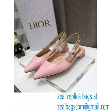 Dior J'Adior Slingback Ballerina Flats Patent Calfskin Pink 2021