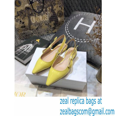 Dior J'Adior Slingback Ballerina Flats Patent Calfskin Yellow 2021