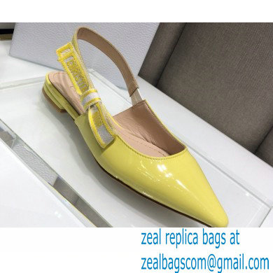 Dior J'Adior Slingback Ballerina Flats Patent Calfskin Yellow 2021 - Click Image to Close