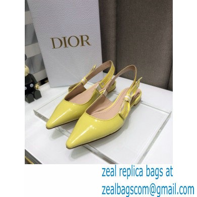 Dior J'Adior Slingback Ballerina Flats Patent Calfskin Yellow 2021 - Click Image to Close