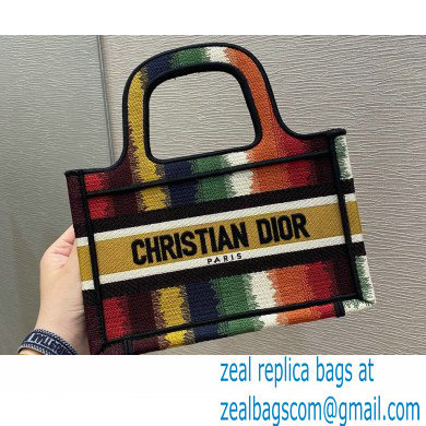 Dior Mini Book Tote Bag in Multicolor D-Stripes Embroidery 2021 - Click Image to Close