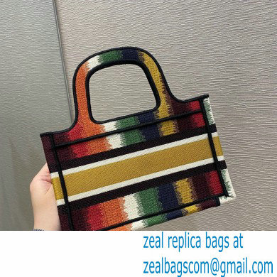 Dior Mini Book Tote Bag in Multicolor D-Stripes Embroidery 2021