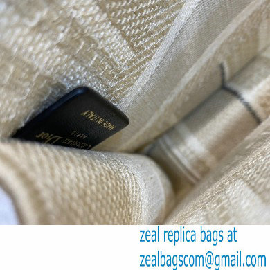 Dior Mini Book Tote Bag in Stripes Embroidery Beige 2021