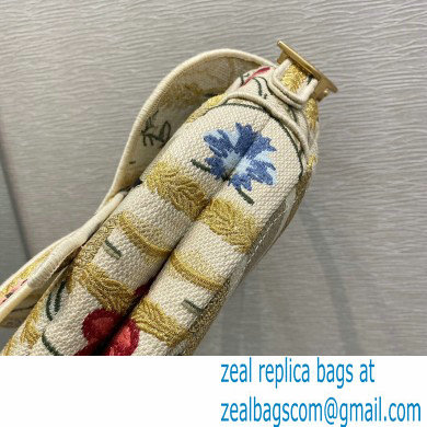 Dior Saddle Bag in Beige Multicolor Hibiscus Metallic Thread Embroidery 2021