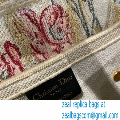 Dior Saddle Bag in Beige Multicolor Hibiscus Metallic Thread Embroidery 2021